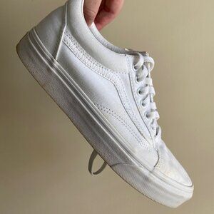 VANS Canvas Old Skool True White Shoes Women's 8.5, Men's 7.0